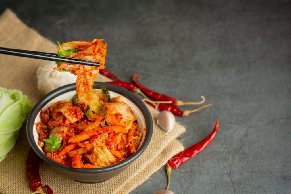 Kimchi is a fermented food, which makes it an excellent probiotic. 