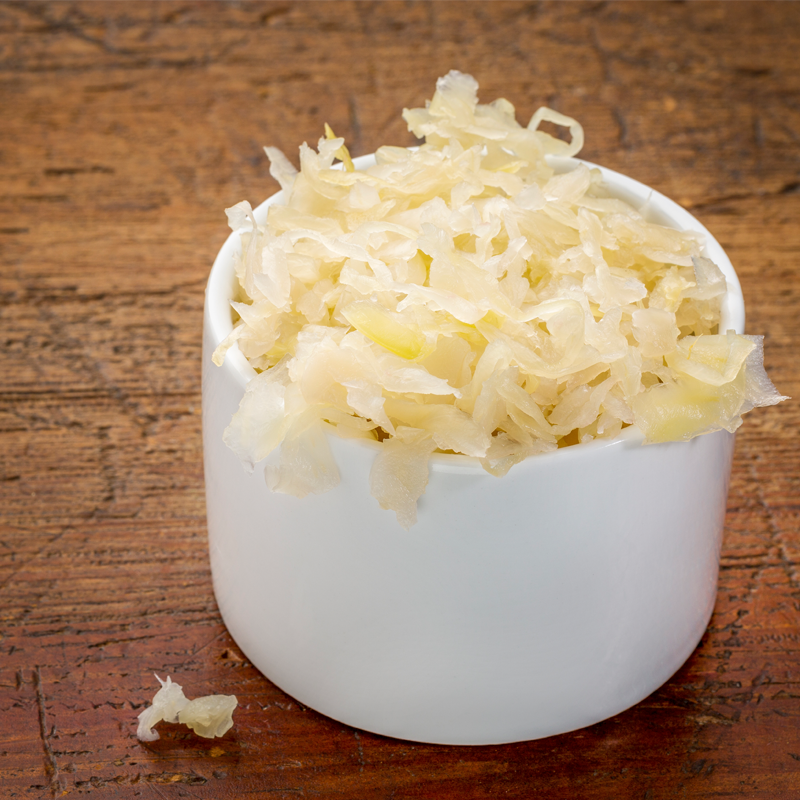 Sauerkraut is delicious, tart, and full of thriving probiotics. 
