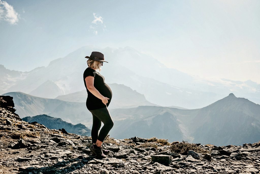 Hiking while pregnant is a great way to stay healthy.